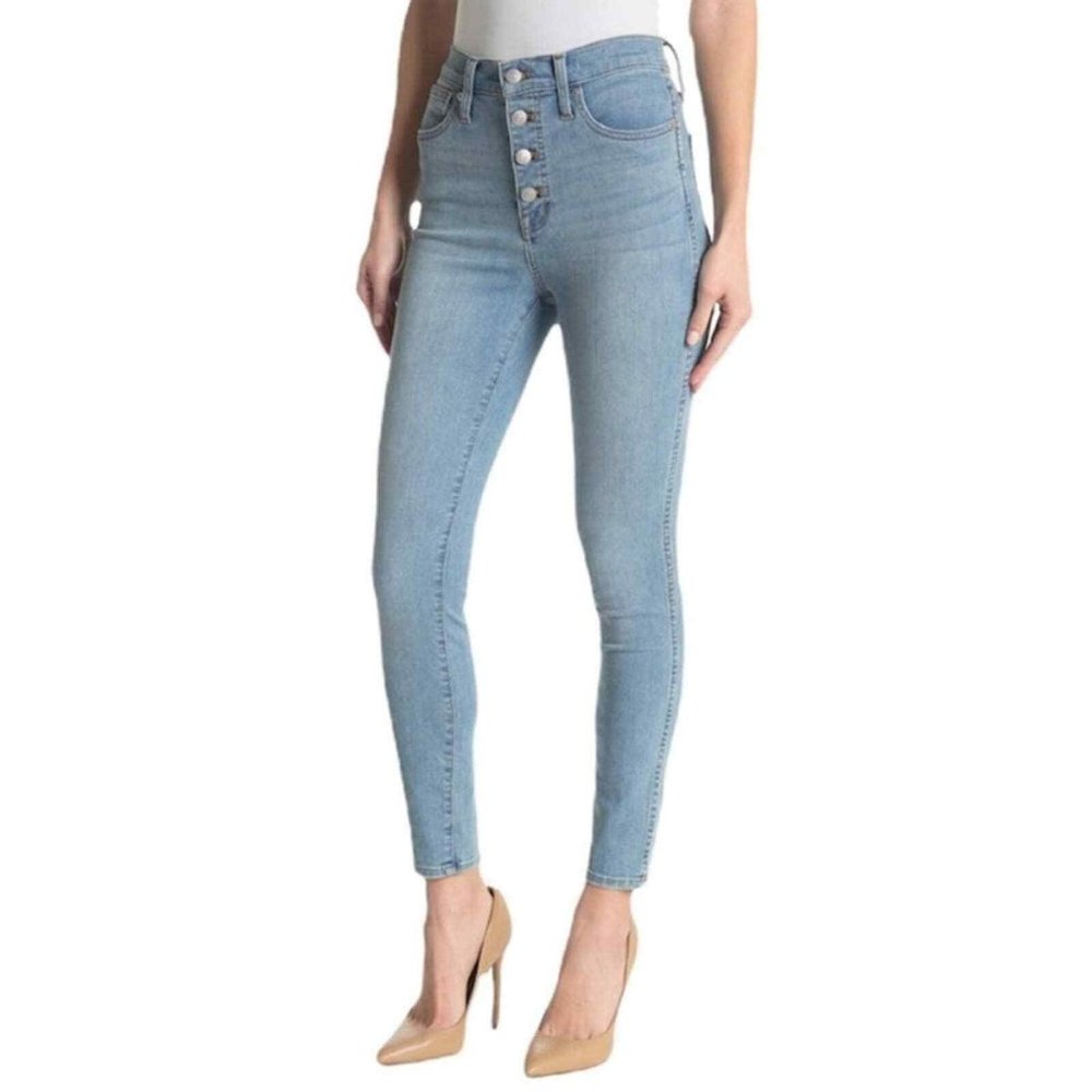Madewell High Rise Skinny Jeans Women's 32 Stretch Denim Button Fly Light Wash